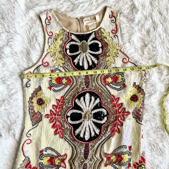 Needle & Thread Sequined Embroidered Dress Fully Embellished Ecru Bling Cocktail - Picture 12 of 14